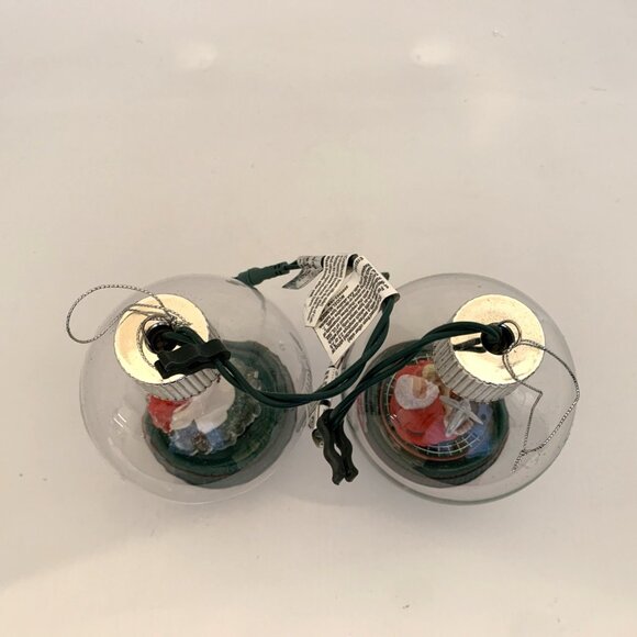 2 Coca-Cola Holiday Radiance Glass Ornaments Illuminated Rotating Santa Bear Vtg - Picture 9 of 16